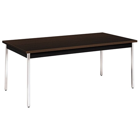 Hon Rectangle Utility Table, 72" W, 36" L, 29" H, Mocha/Black High-Pressure Laminate HONUTM3672MOPCH